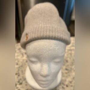 POLO RALPH LAUREN VINTAGE MERINO LAMBSWOOL FAWN GREY HEATHER BEANIE HAT UNISEX